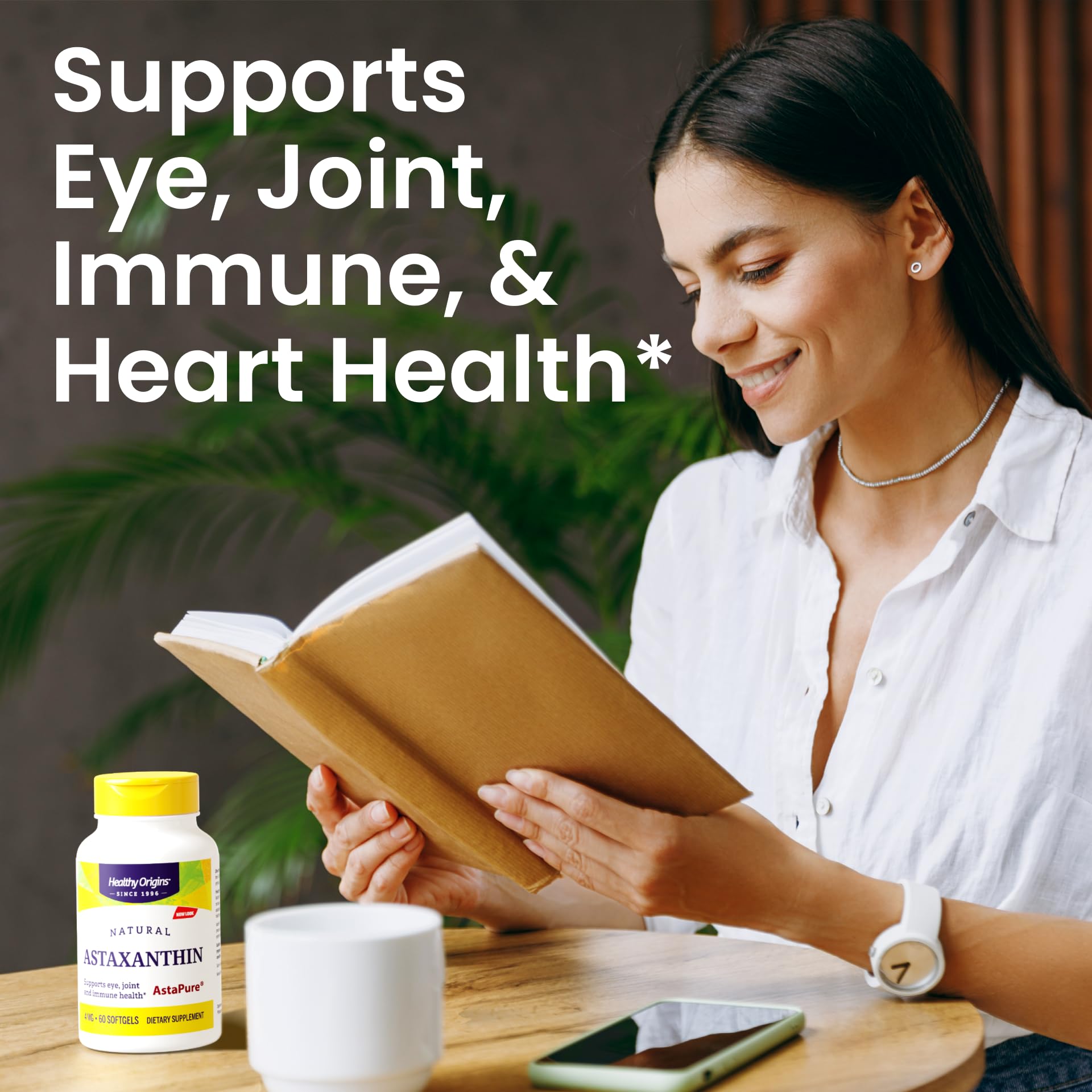 Healthy Origins Astaxanthin softgels closeup ready for daily immune and eye support.