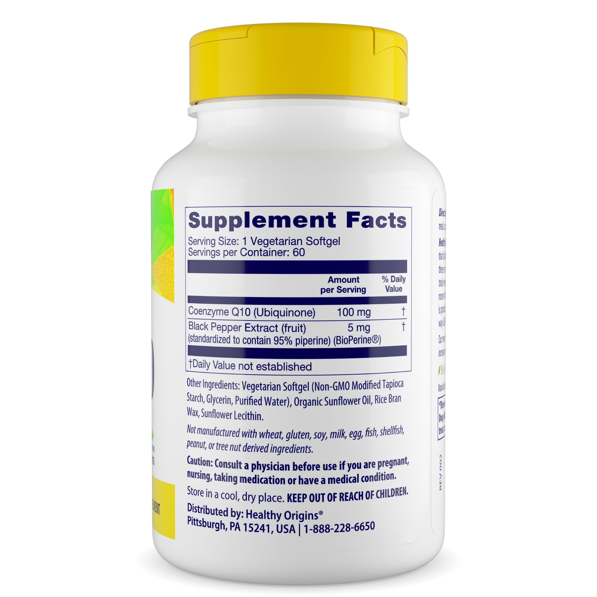 Healthy Origins CoQ10 Bioperine absorption highlights enhanced uptake potential for active days
