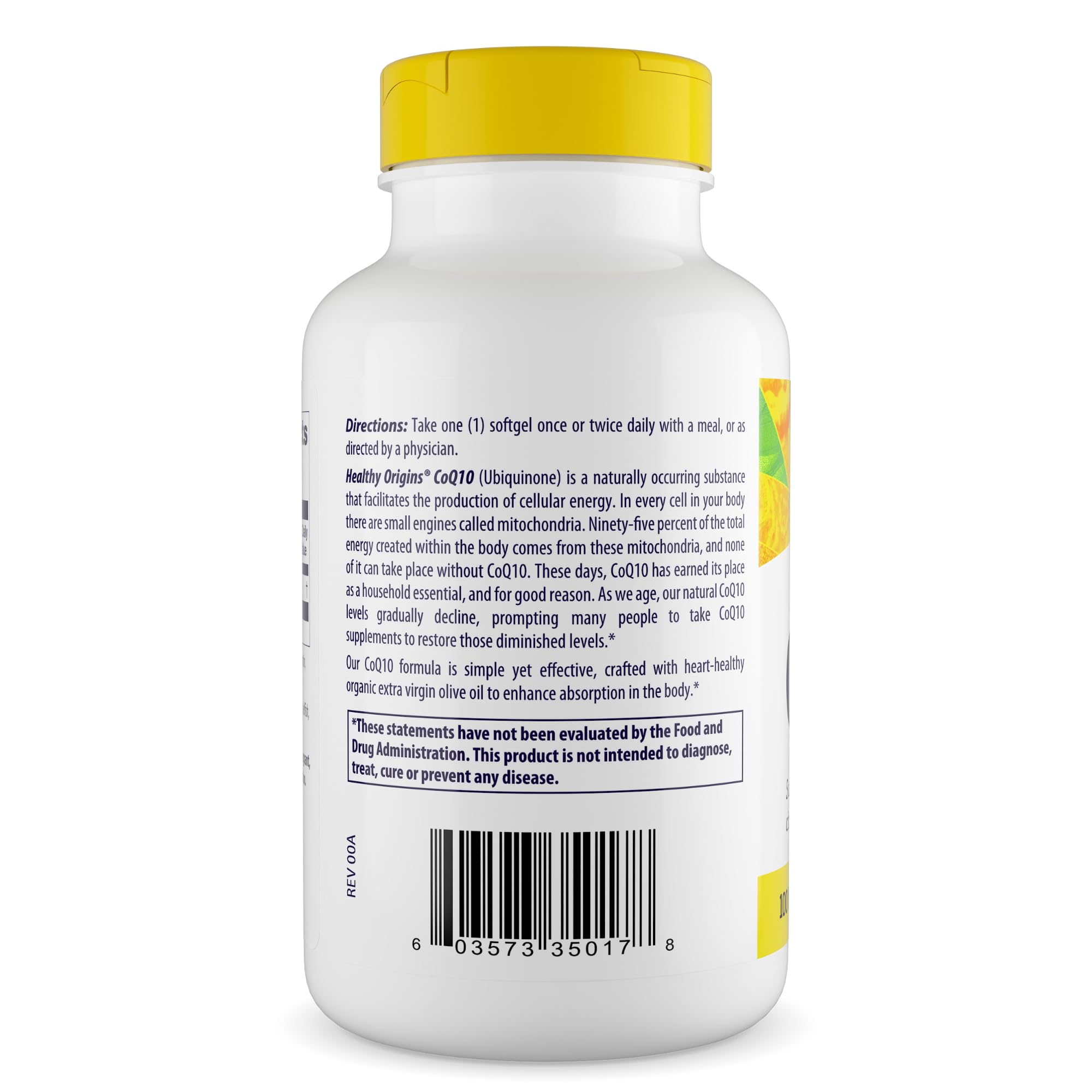 Close-up of Healthy Origins CoQ10 capsules ready for fat absorption.