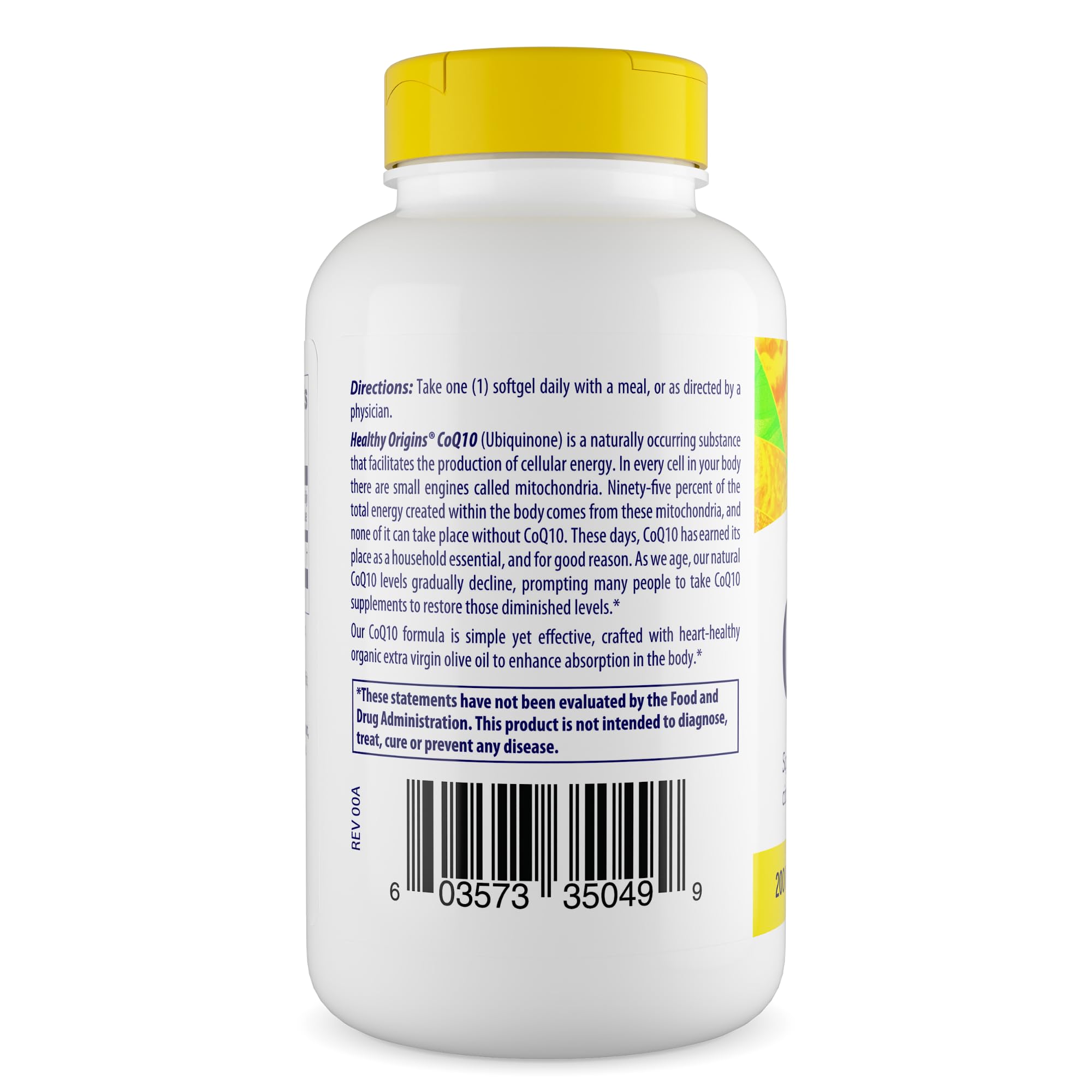 Healthy Origins CoQ10 softgels pour – easy to dose daily.