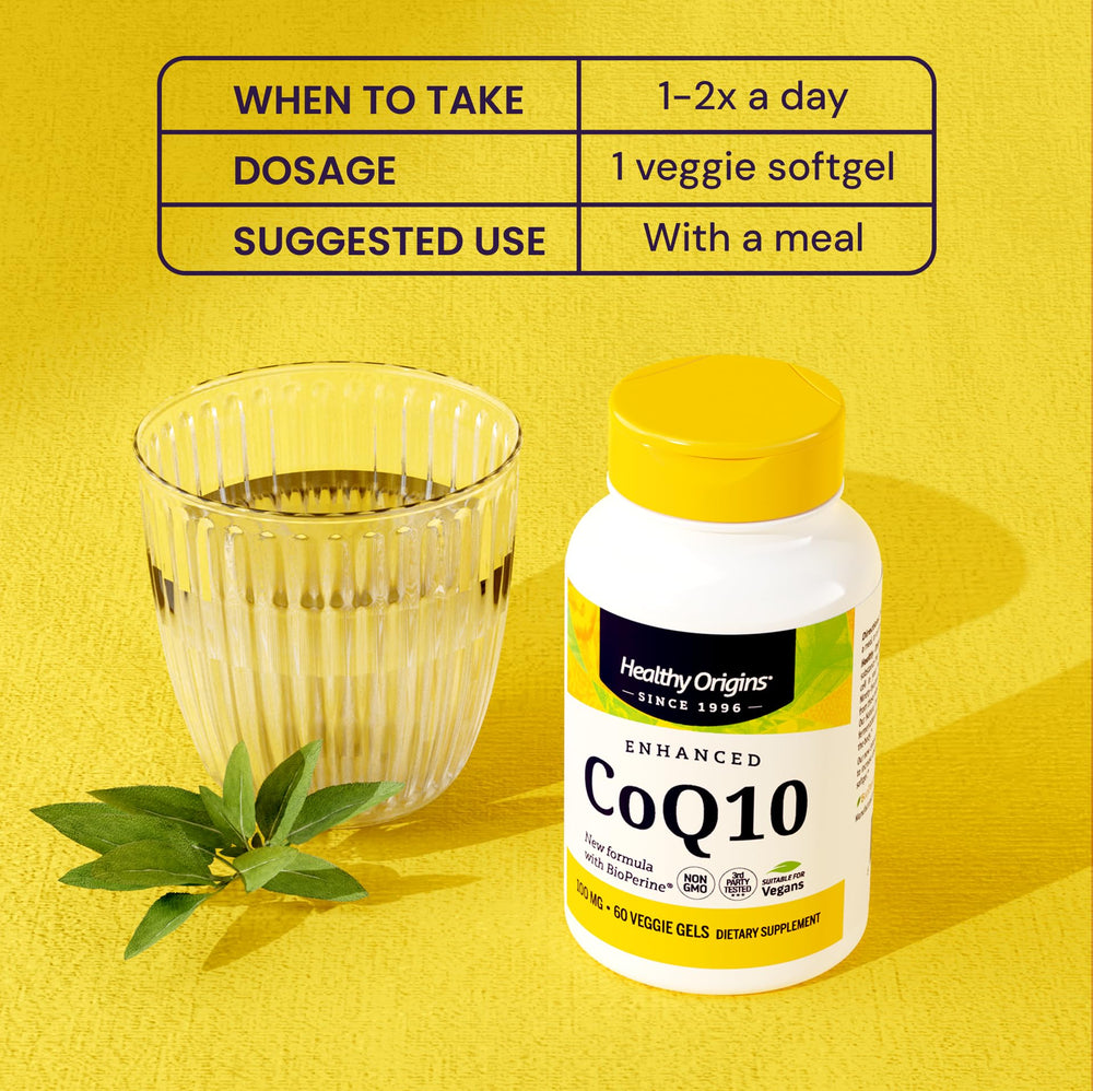 Healthy Origins CoQ10 veggie capsules close-up showcase gluten-free capsules
