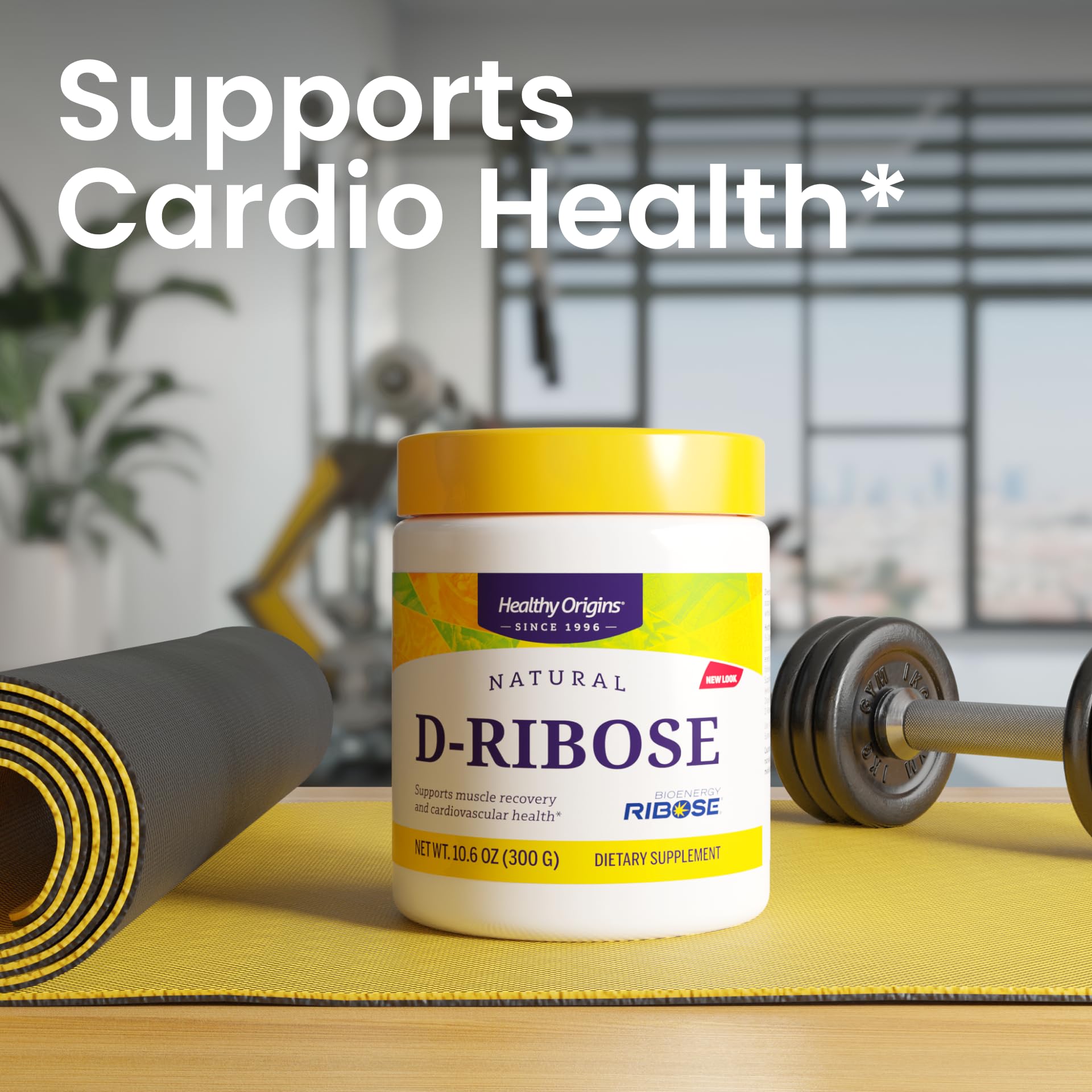 D-Ribose powder poured into a glass of water for quick hydration and intake.
