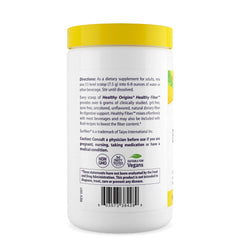 Healthy Origins Healthy Fiber bottle close-up highlighting unflavored, versatile fiber for any beverage