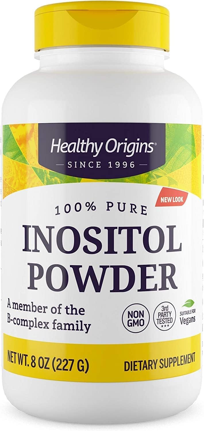 Healthy Origins Inositol powder bottle for daily wellness support.