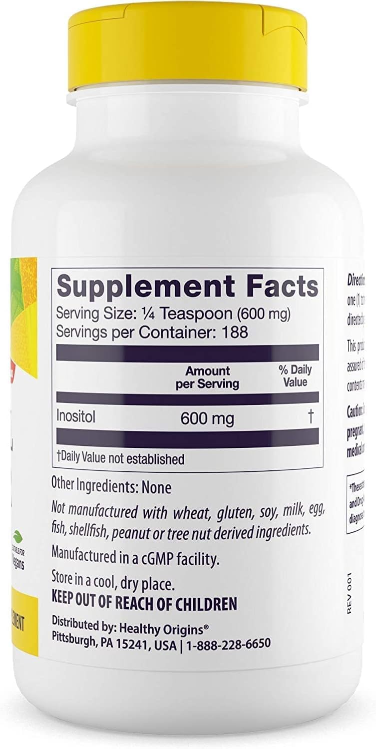 Healthy Origins Inositol powder scoop for easy daily dosing.