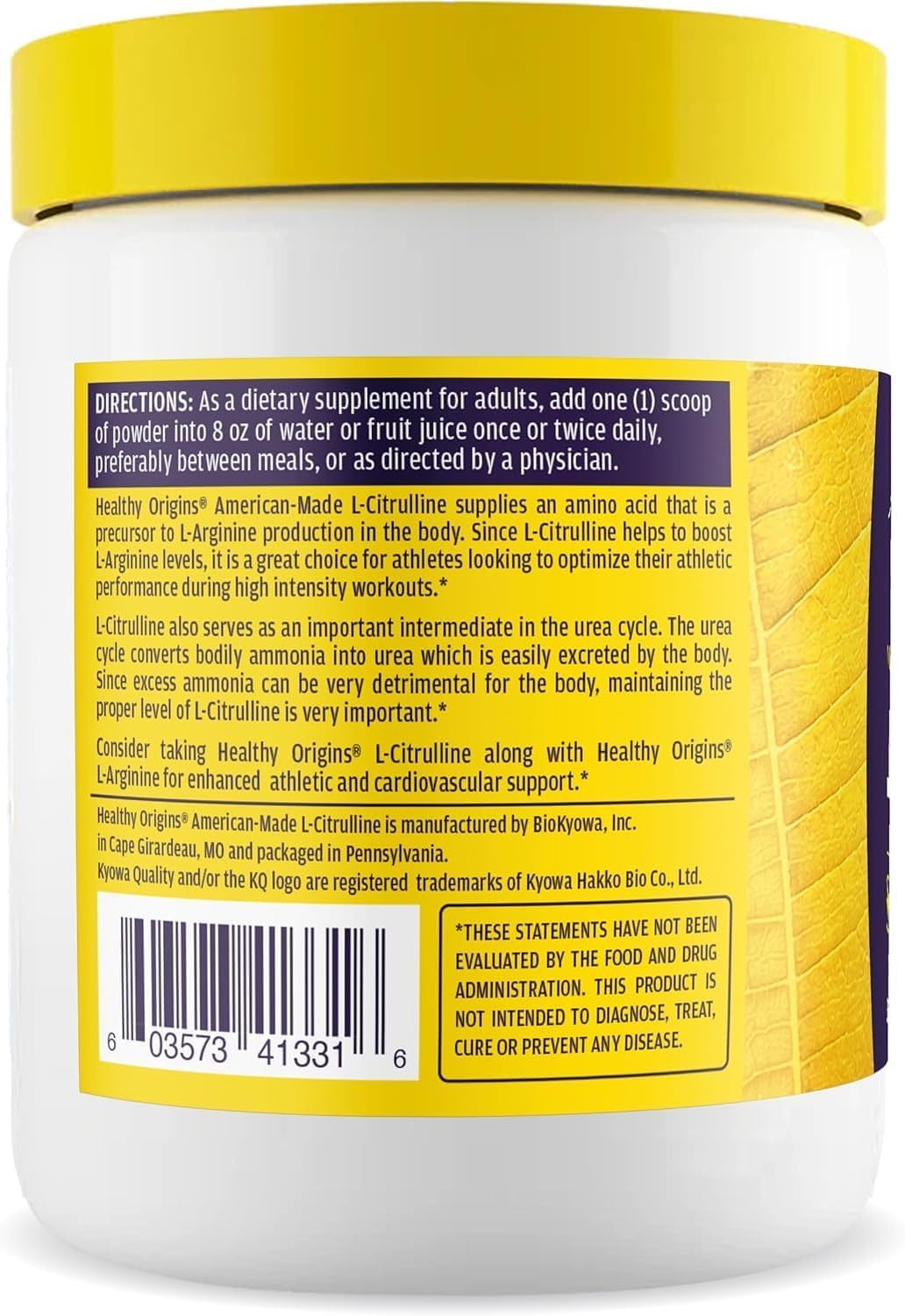 Healthy Origins L-Citrulline powder poured into a glass for a shake