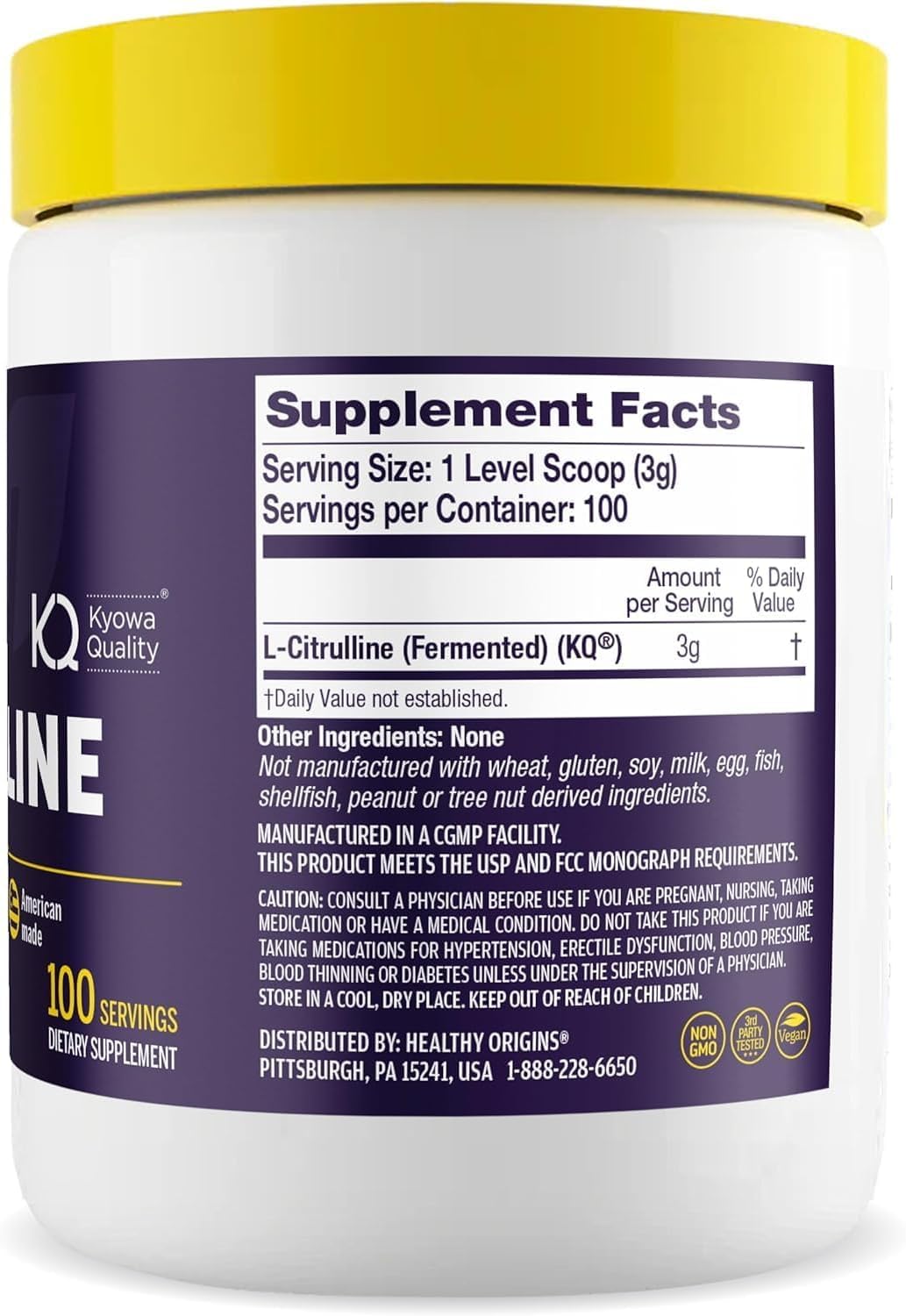 Healthy Origins L-Citrulline scoop measures powder for workouts