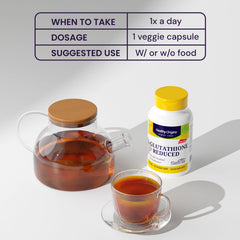 Healthy Origins L-Glutathione bottle label close-up, highlighting Setria ingredient and purity.
