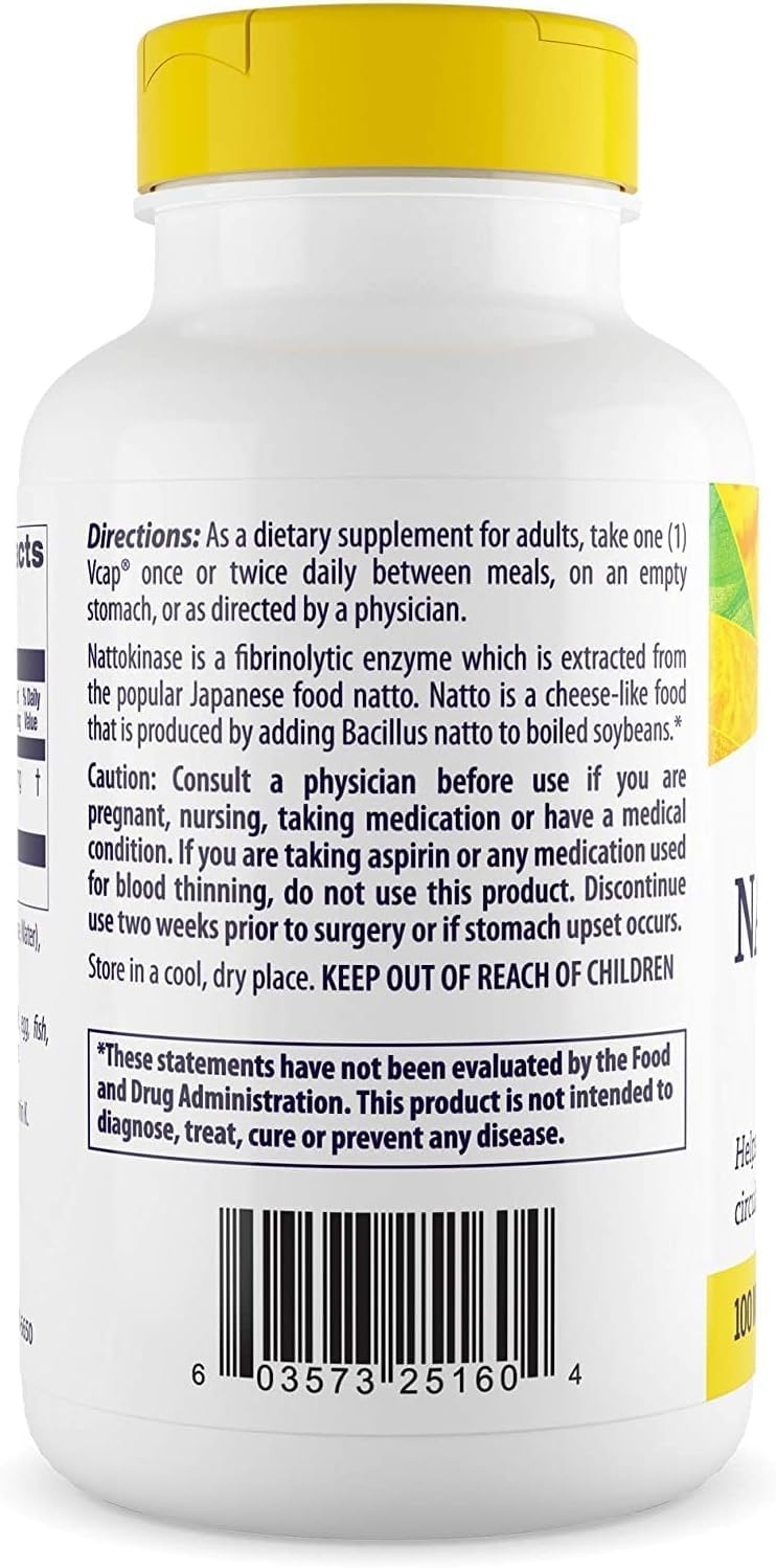 Healthy Origins nattokinase label emphasizes natto-derived fermentation.