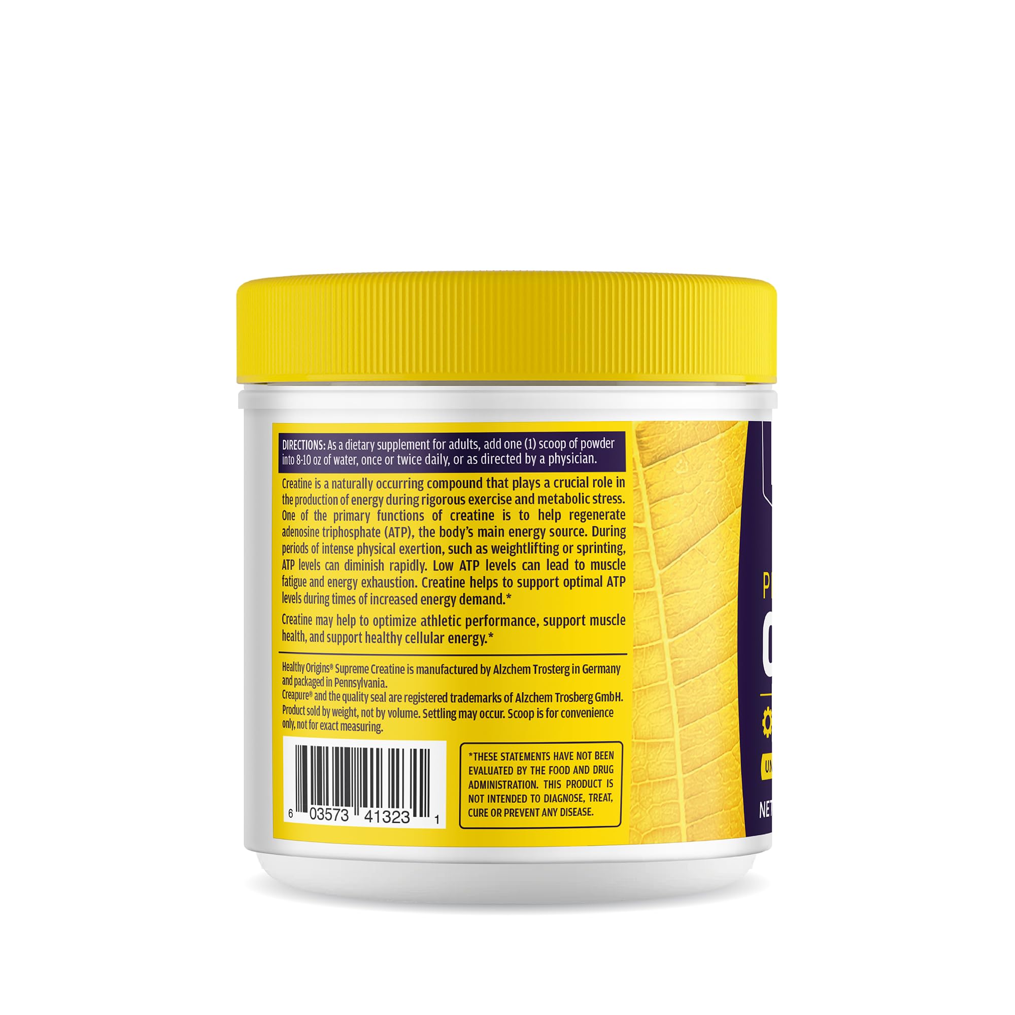 Healthy Origins Performance Creatine Creapure micronized powder close-up for quick absorption