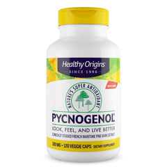 Healthy Origins Pycnogenol 100 mg bottle showing cardiovascular support potential