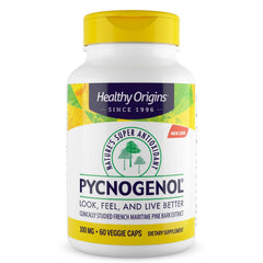 Healthy Origins Pycnogenol 100 mg bottle showing label, for daily antioxidant support