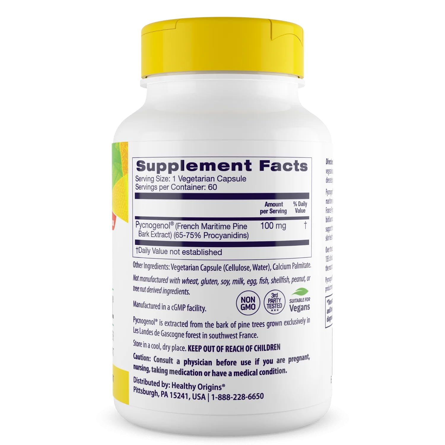 Healthy Origins Pycnogenol capsules close-up for daily antioxidant support