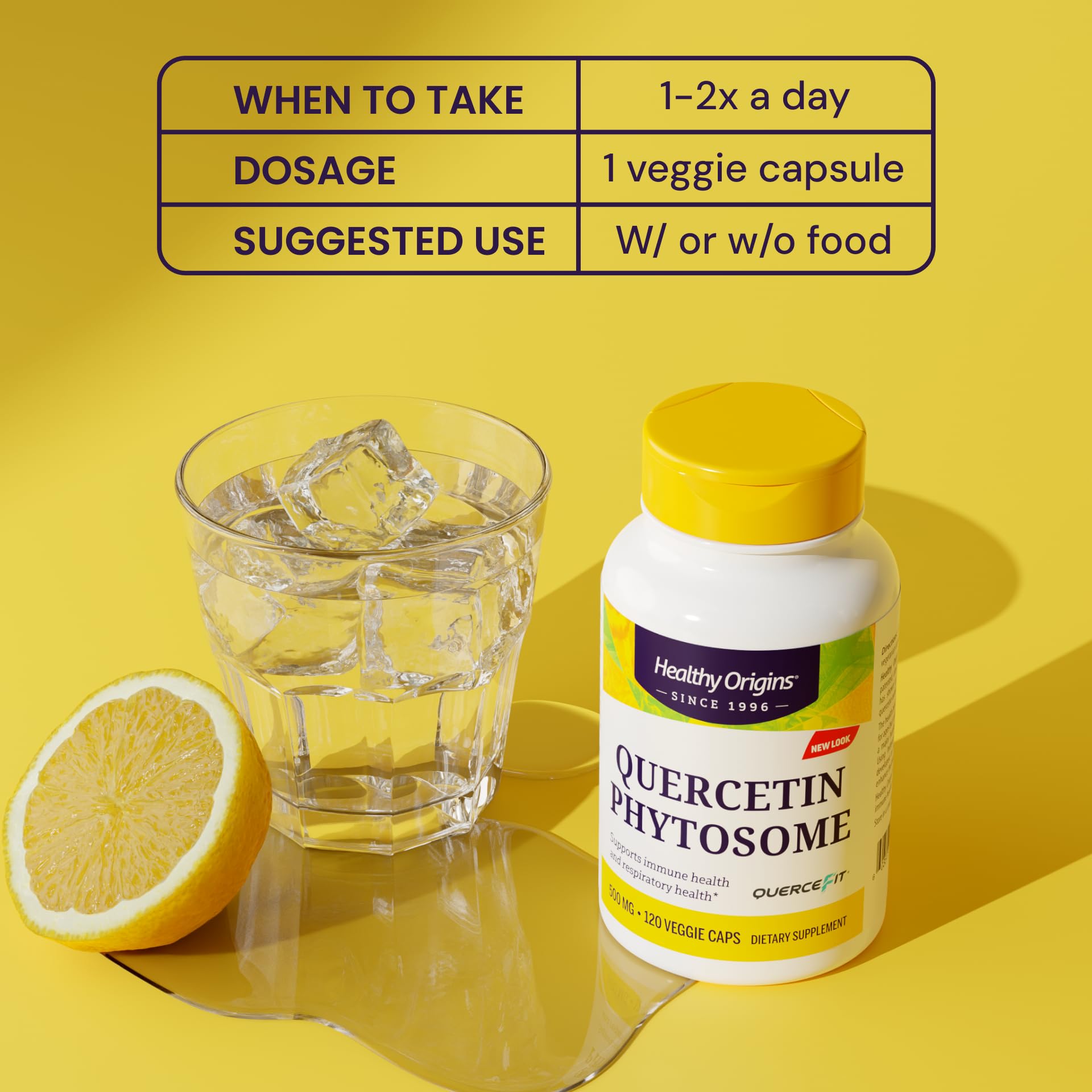 Healthy Origins Quercetin Phytosome 500mg packaging on shelf for easy selection.