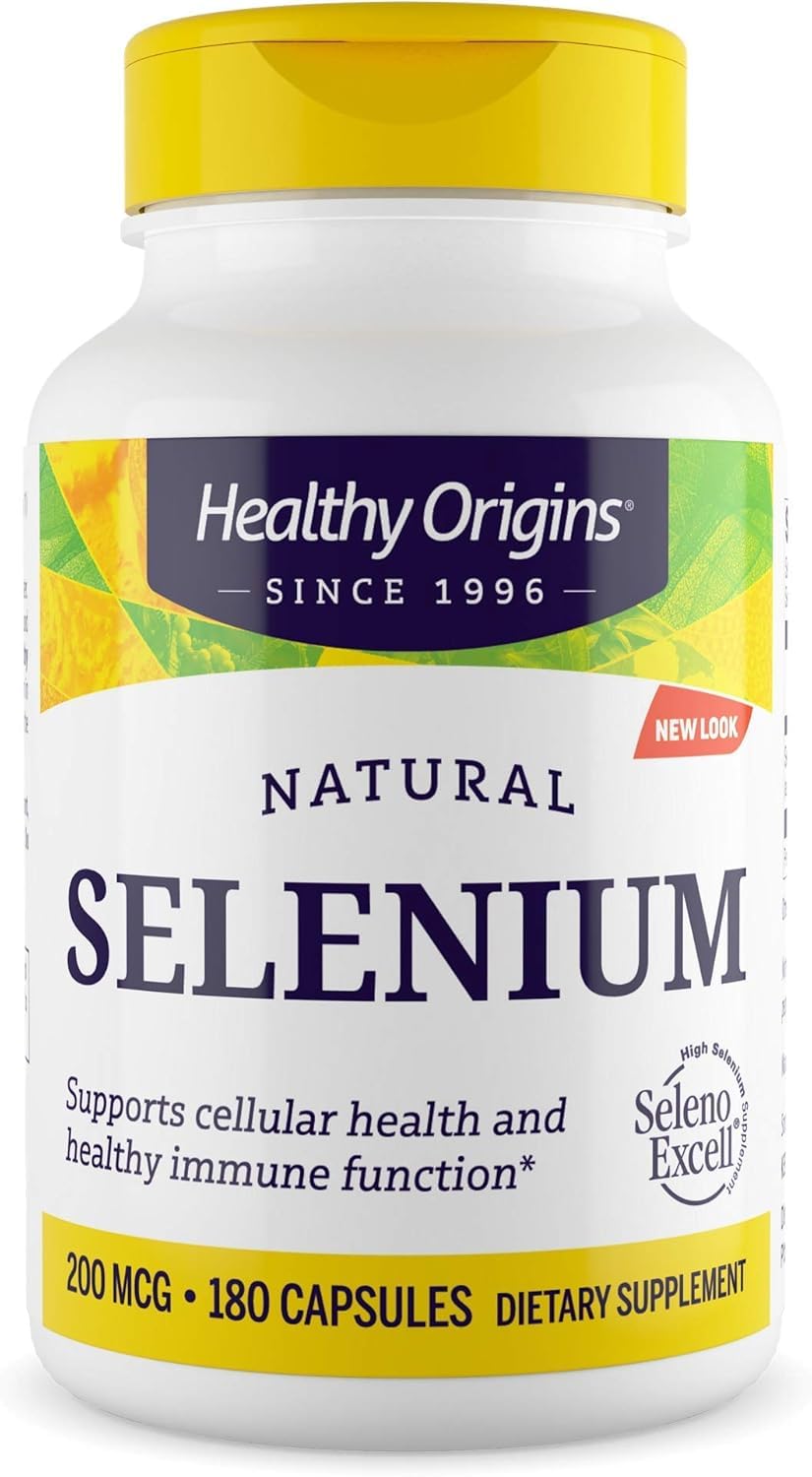 Healthy Origins Selenium SelenoExcell bottle on white background for daily support.