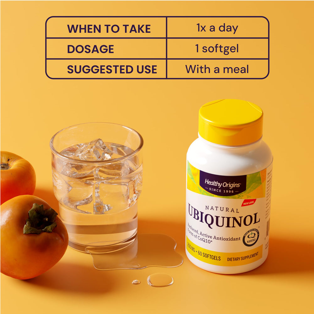 Healthy Origins ubiquinol gluten-free badge on packaging signaling purity