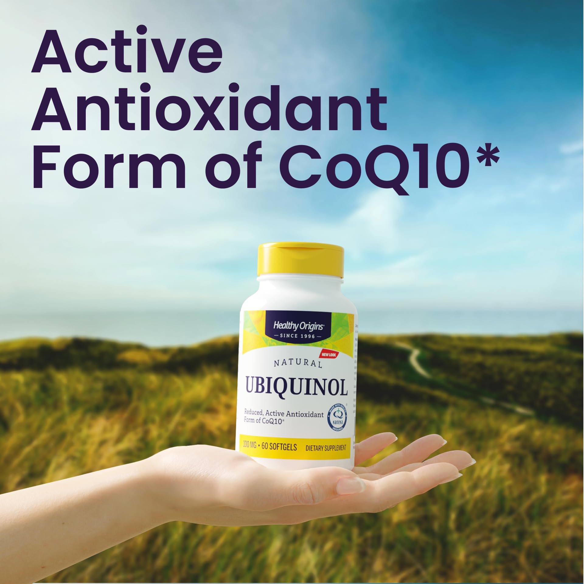 Pouring Healthy Origins Ubiquinol into glass demonstrates convenient daily use