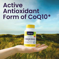 Healthy Origins Ubiquinol softgels closeup for easy daily dosing