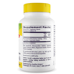 Healthy Origins UC-II capsules closeup demonstrates 60 veggie caps for easy daily use