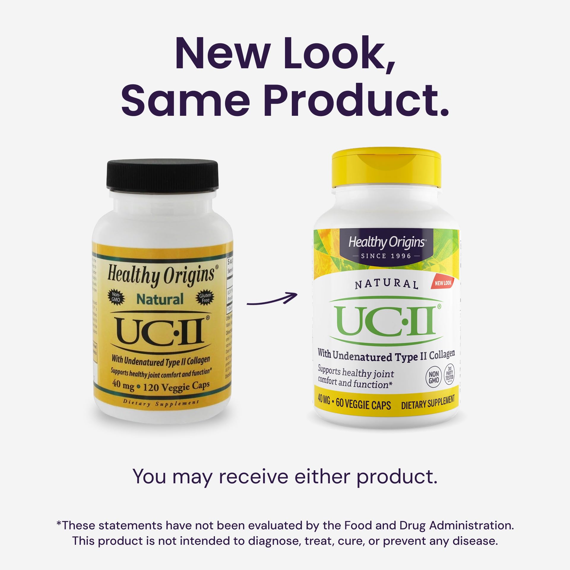 Healthy Origins UC-II lab-testing stamp indicates independent quality verification