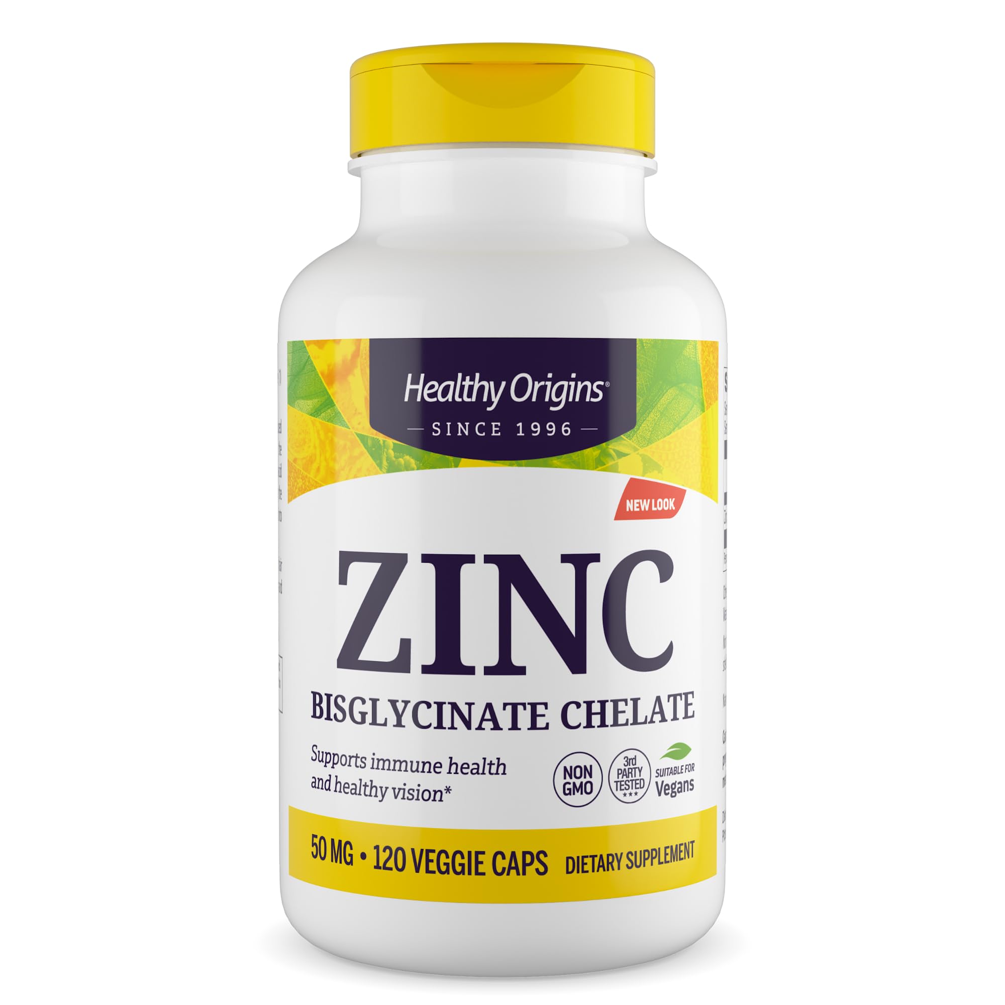Healthy Origins Zinc Bisglicinato botella, alto biodisponible para uso diario