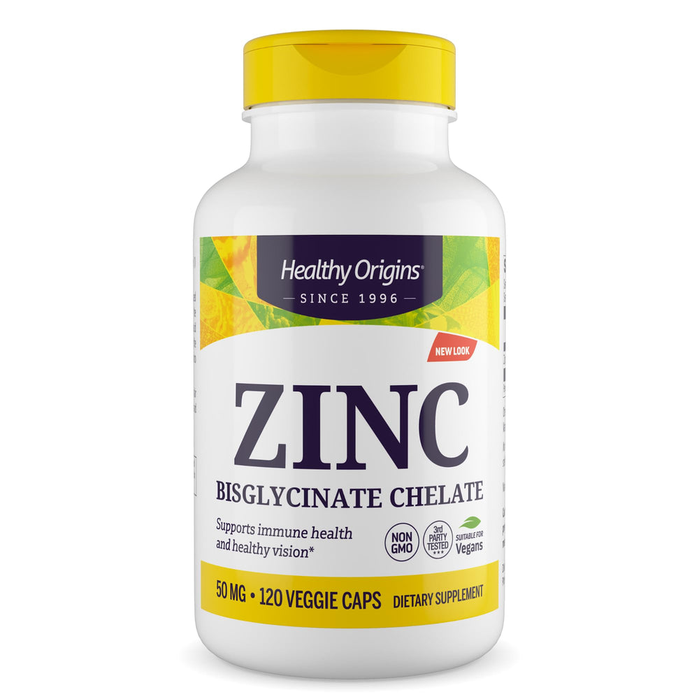Healthy Origins Zinc Bisglicinato botella, alto biodisponible para uso diario
