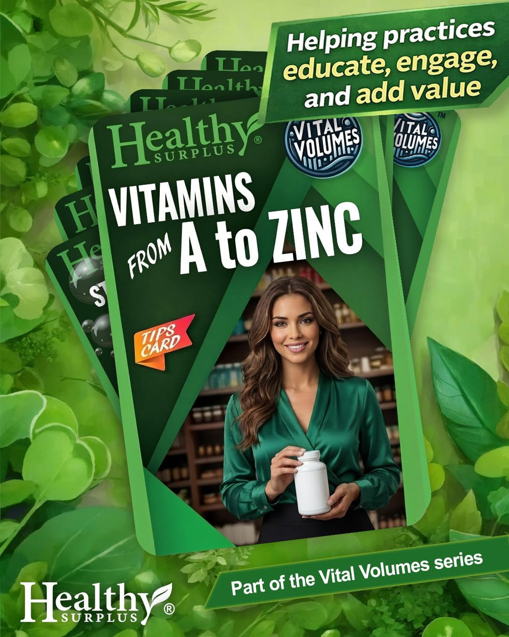 Healthy Surplus Vital Volumes Tips Card front with concise health guidance