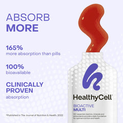 HealthyCell Bioactive Daily berry flavor serve highlights tasty, easy daily nutrition on the go.