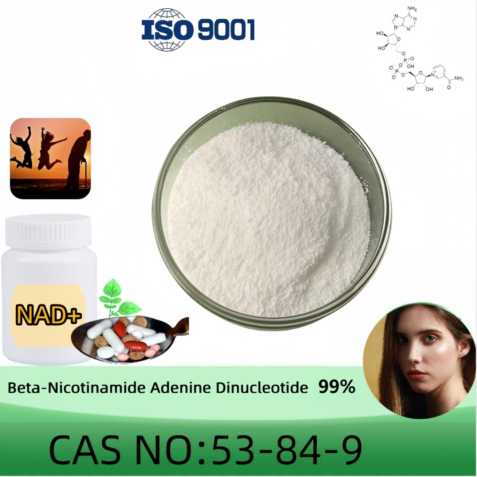 HealthyFinds NAD+ powder scoop pouring into a drink