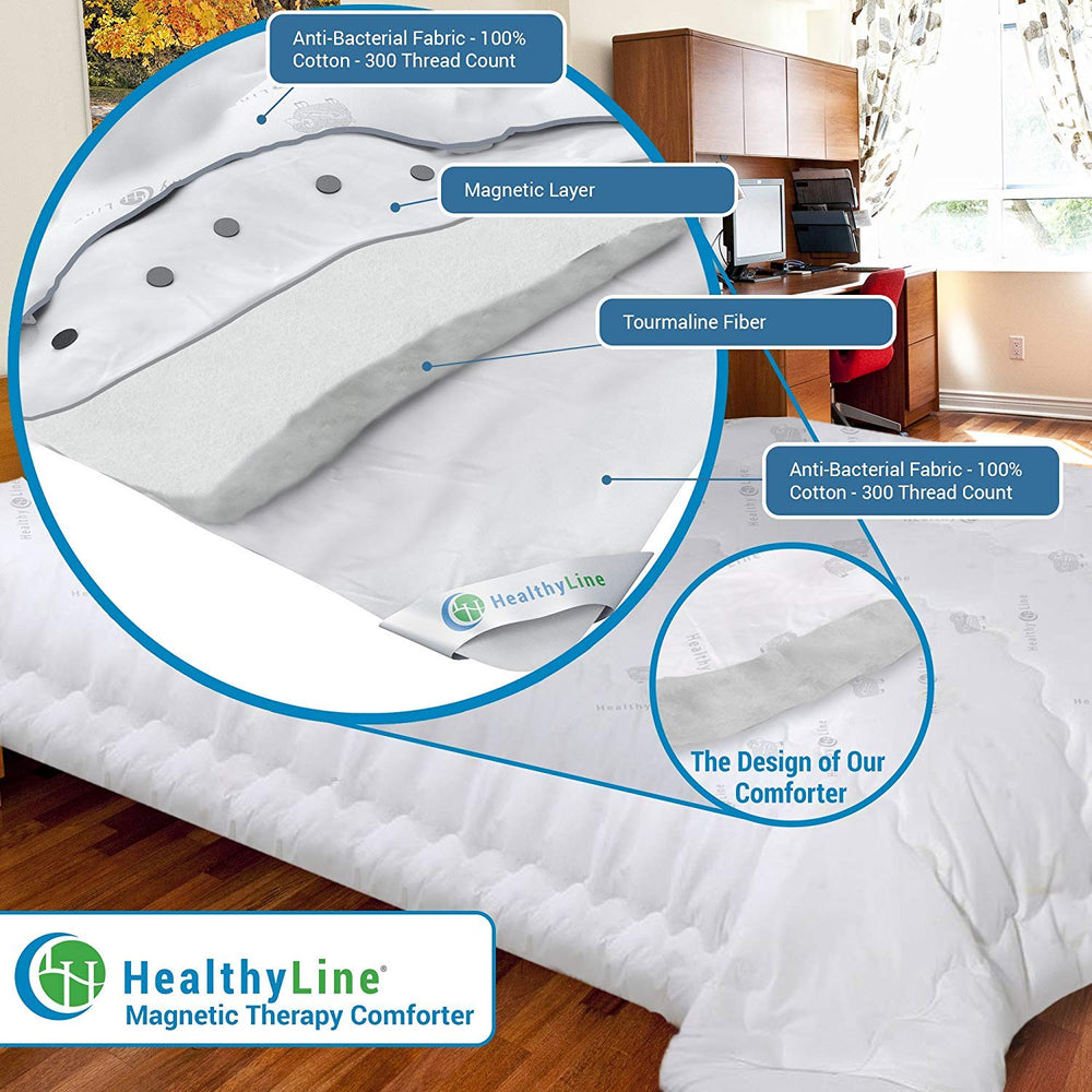 HealthyLine Tourmaline Fiber Filled Comforter on bed for cozy, breathable sleep layer.