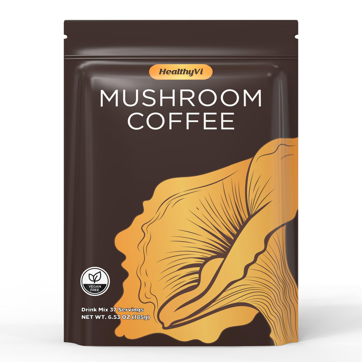 HealthyVi Mushroom Coffee powder pour for a smooth, focused energy boost.
