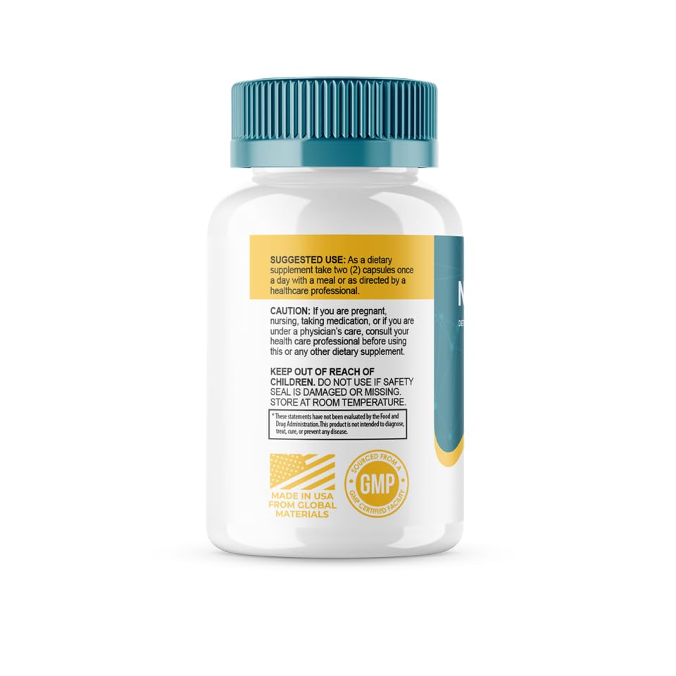 HealthyVita Nerve Calm bottle back label showing two-month supply.