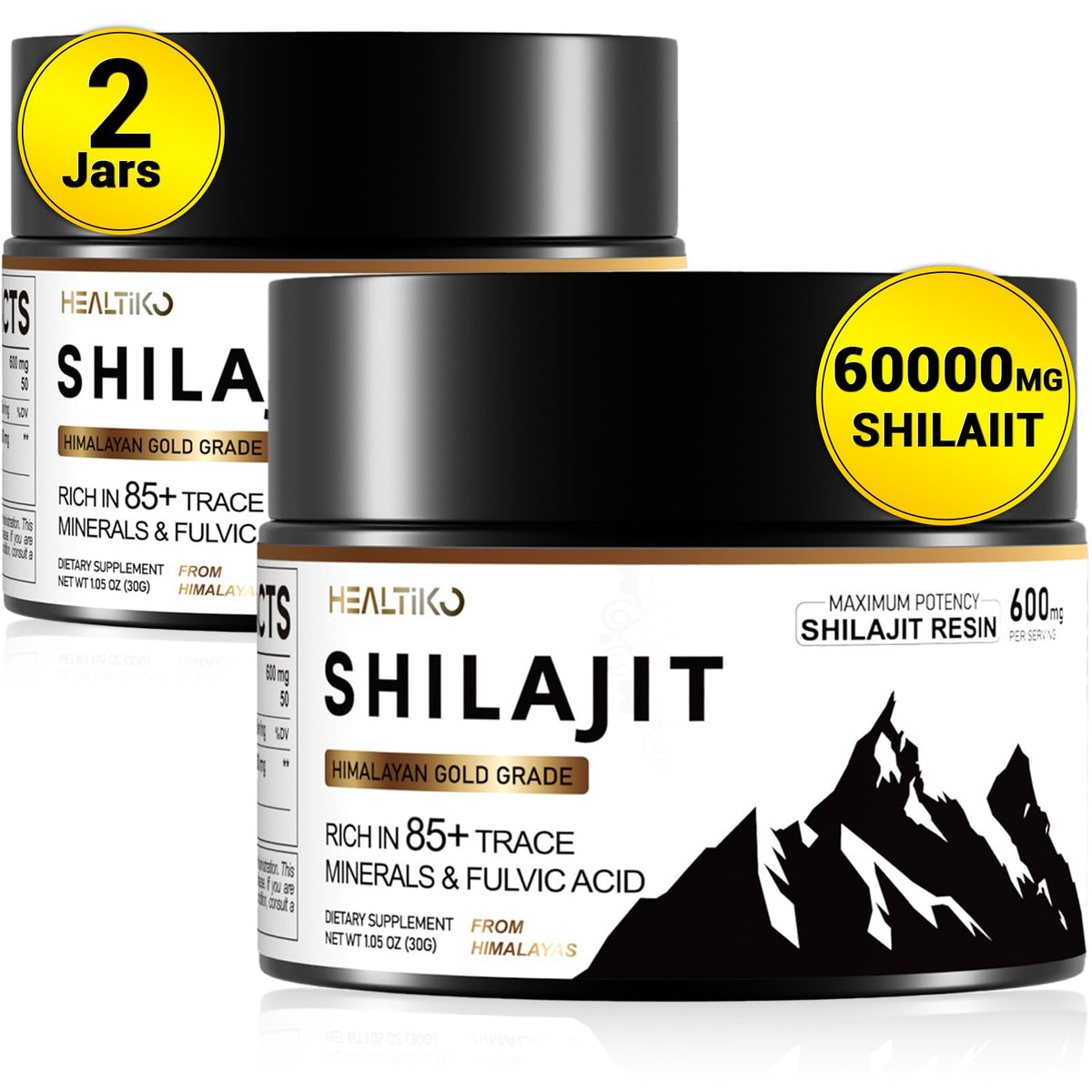 Healtiko Shilajit Resin bottle close-up showing pure Himalayan resin for daily vitality.