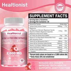 Healtionist calcium citrate gummies close-up showing peach flavor