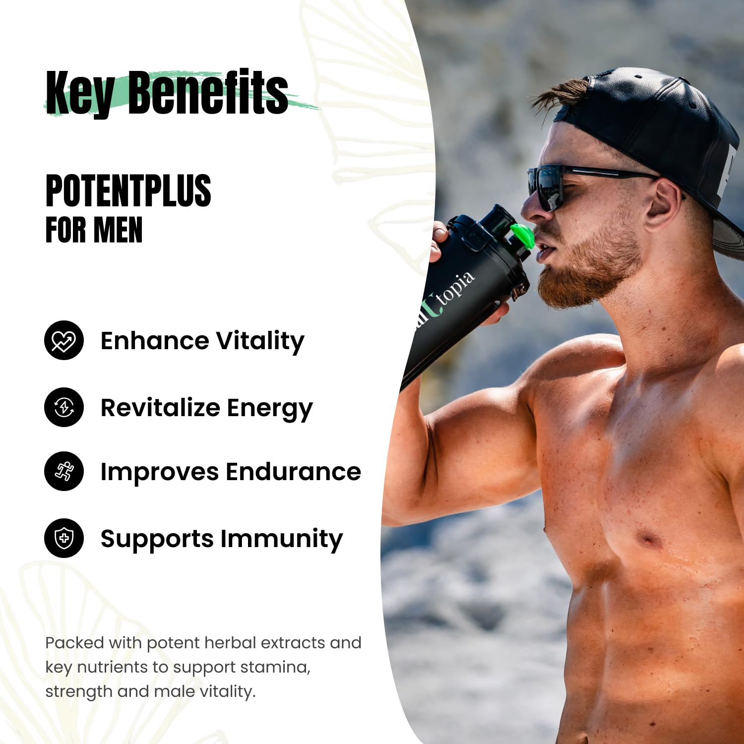 HealUtopia PotentPlus capsules close-up for easy daily use.