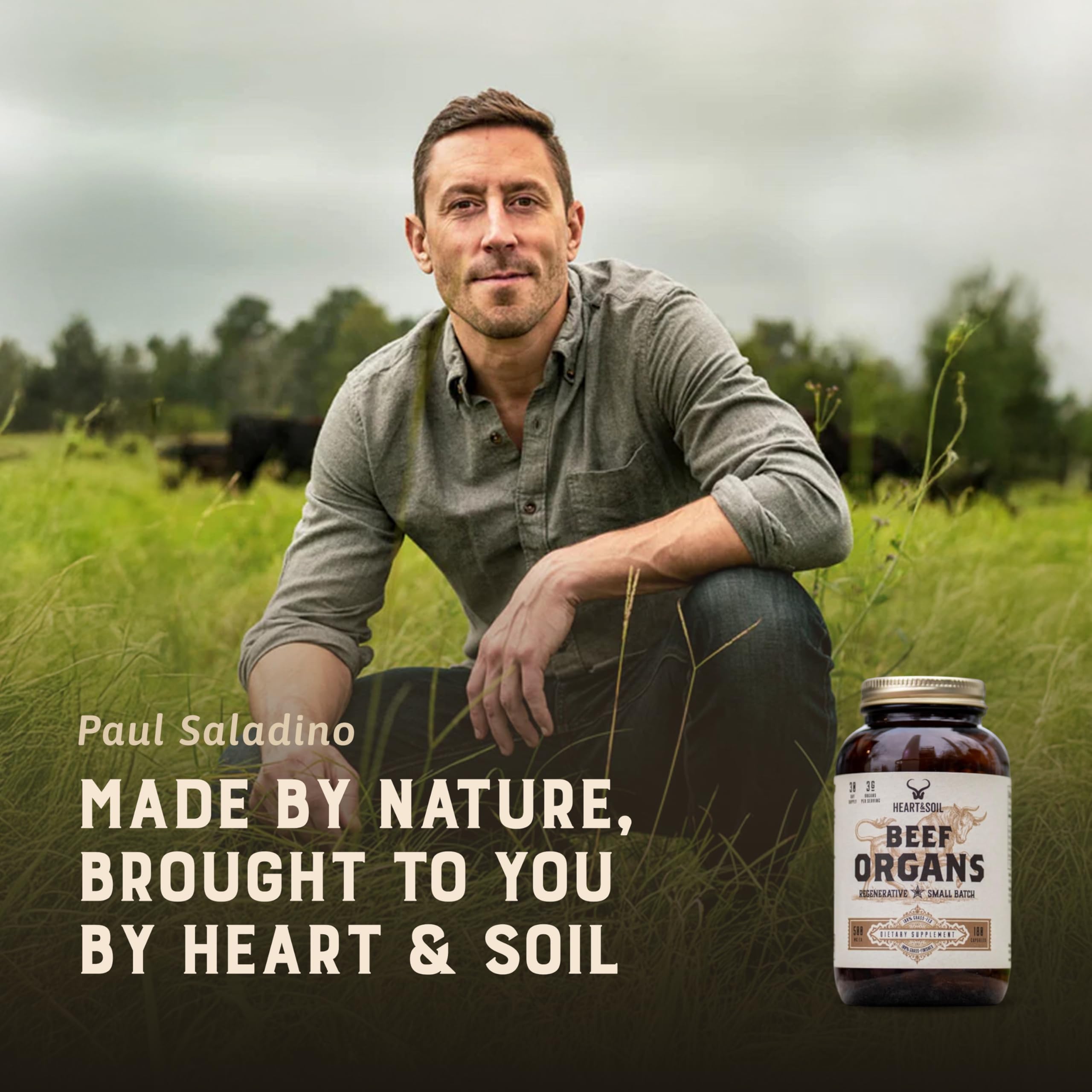 Heart & Soil kidney capsules highlighting mineral-rich formula for digestion support.