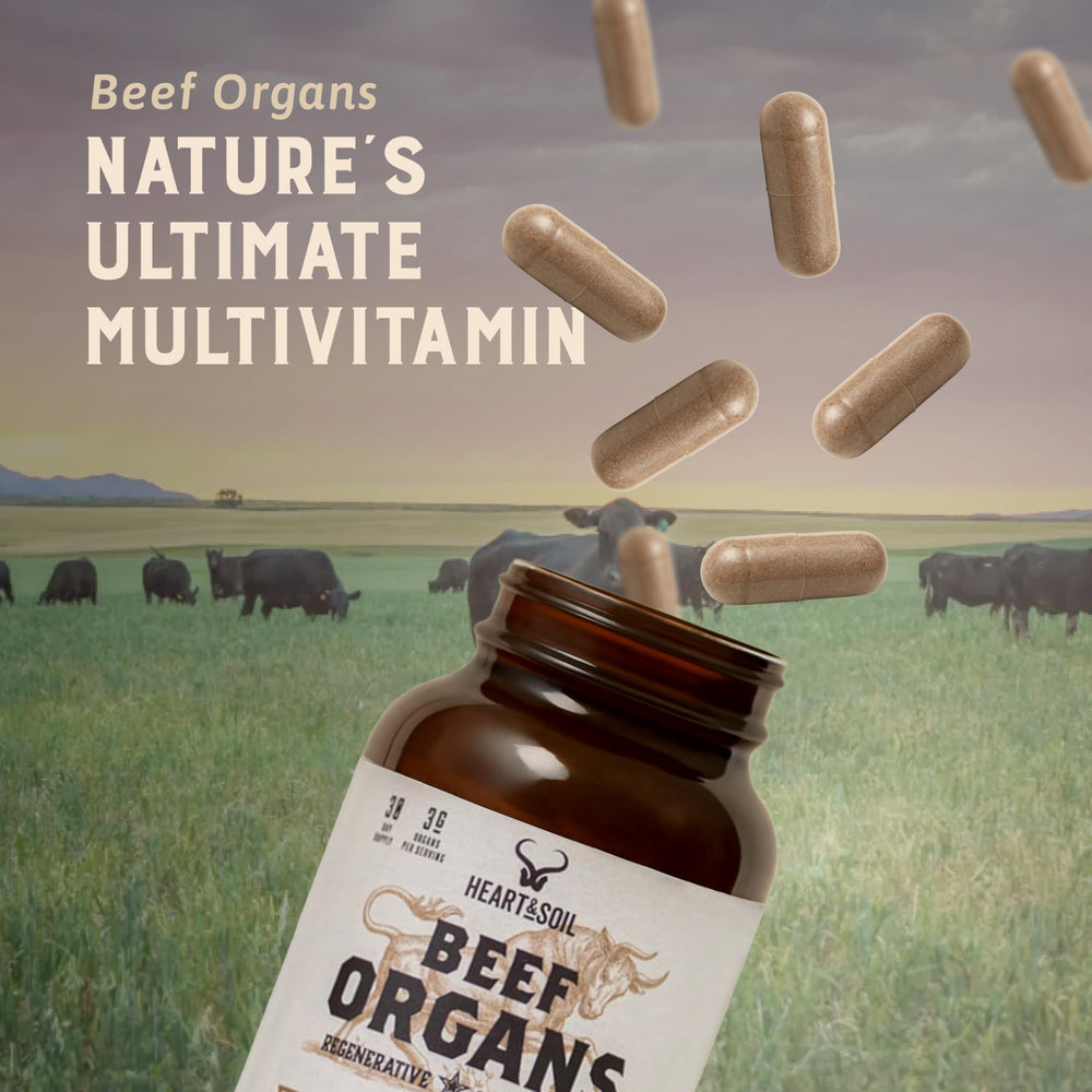 Heart & Soil label close-up confirms non-GMO and allergen-free formulation.