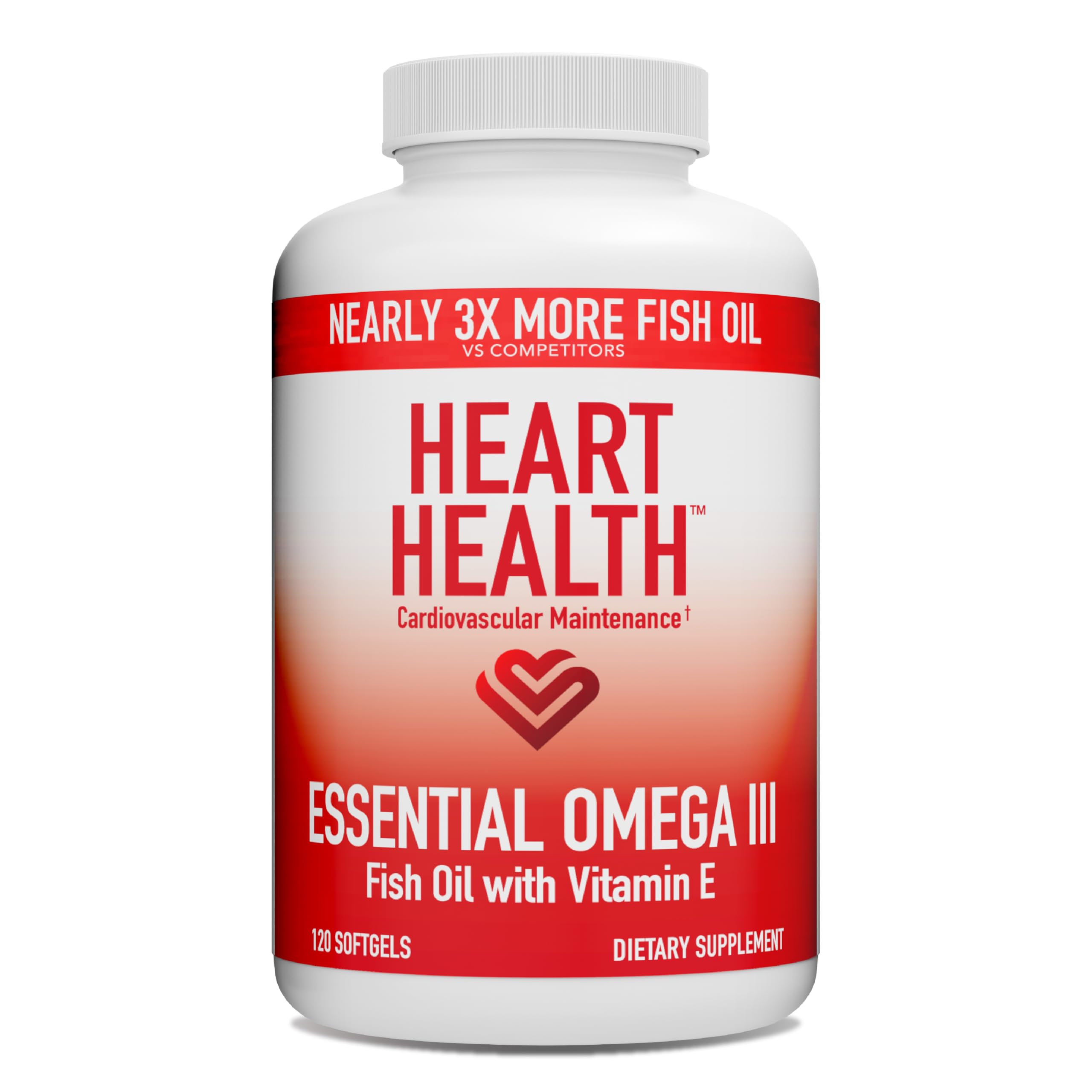 Heart Health Omega III bottle with lemon label, highlighting heart-supporting daily use.