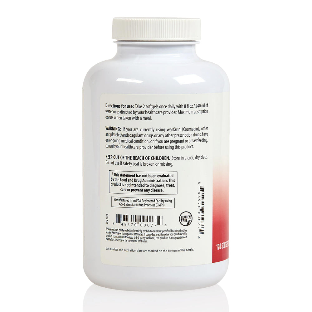 Label on Heart Health Omega III shows 60 servings for a structured daily routine.