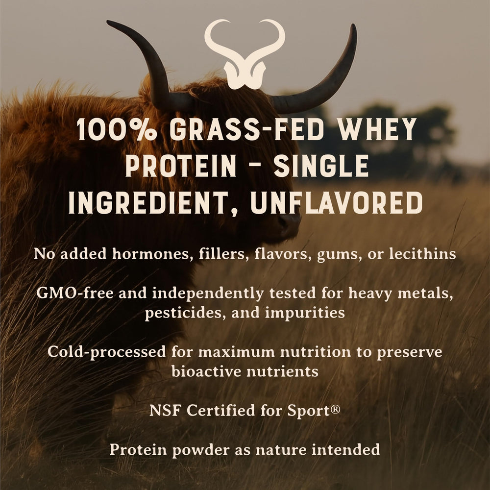 Scoop above HEART & SOIL whey protein powder.