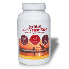 HeartShape Red Yeast Rice bottle with capsules for cholesterol support when paired with diet.