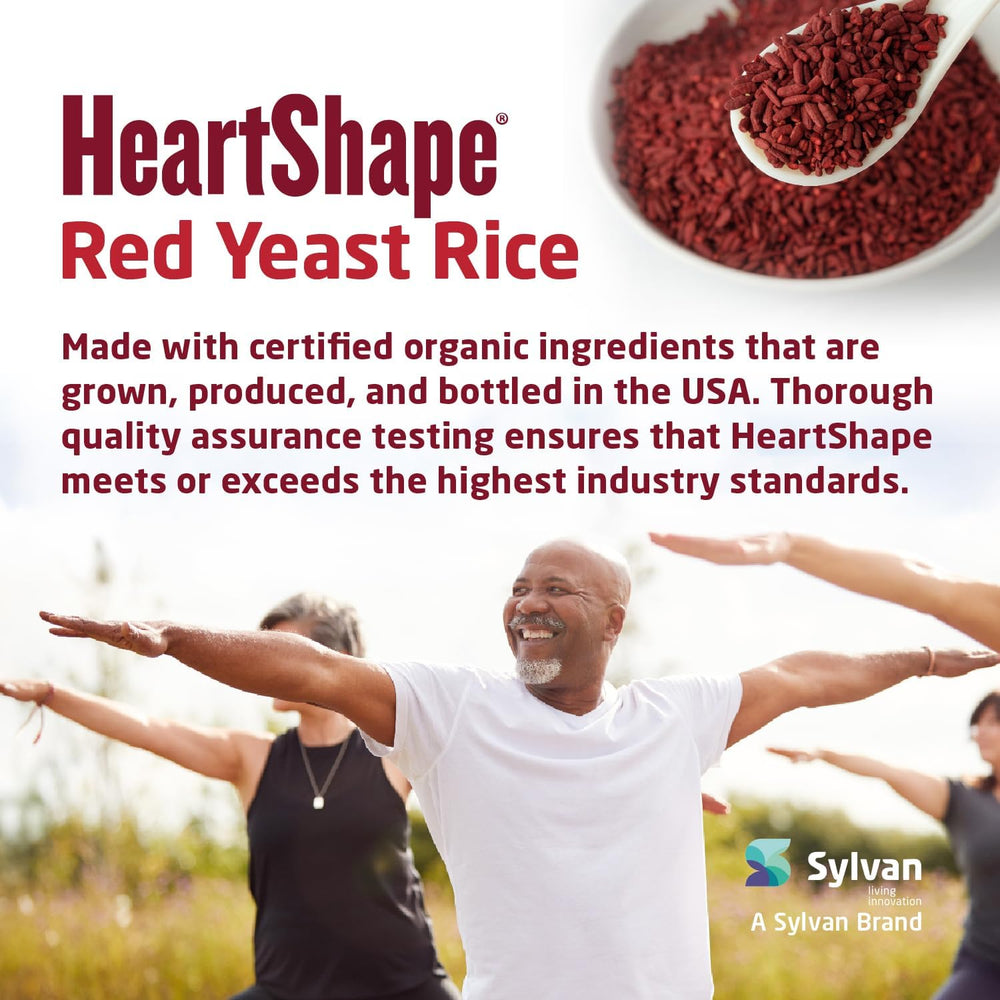 HeartShape Red Yeast Rice pack back lists ingredients and traditional fermentation notes.