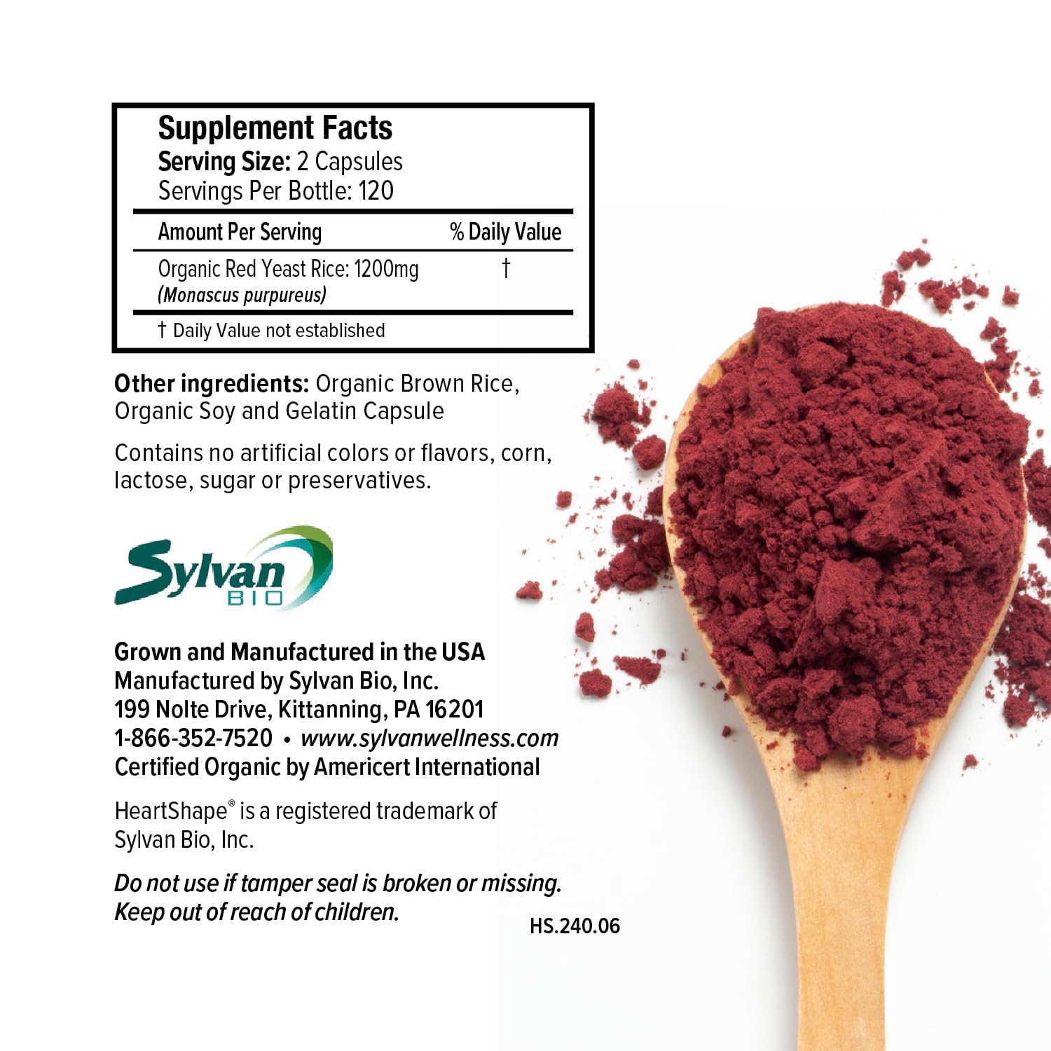 HeartShape Red Yeast Rice pack front highlights 240-count bottle ready for daily use.