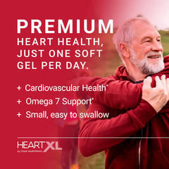 HeartXL Omega-7 softgel close-up for easy daily support.