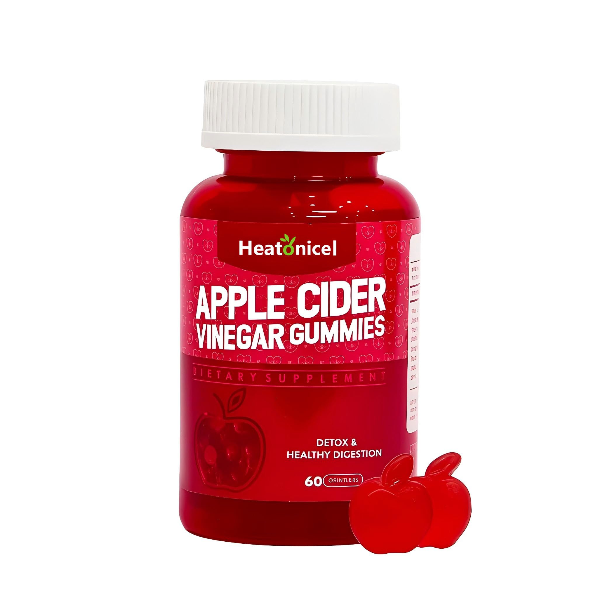 Heatonicel ACV Gummies for Women bottle front showing apple flavor