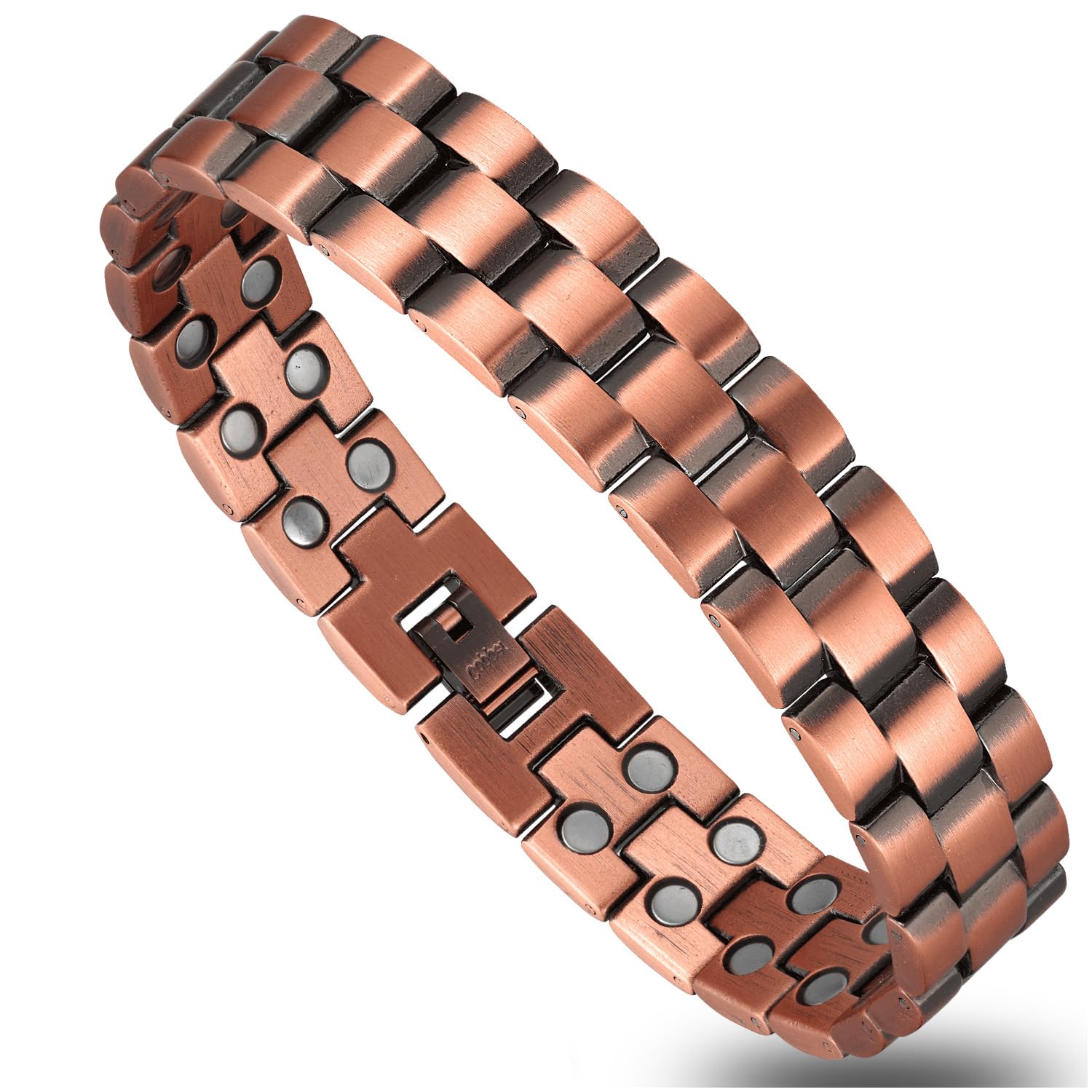 Heavenly Metals Chrono Band close-up: solid copper links for durable daily wear.
