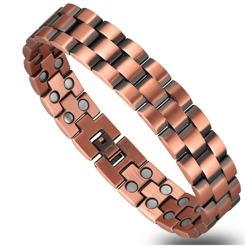 Heavenly Metals Chrono Band close-up: solid copper links for durable daily wear.