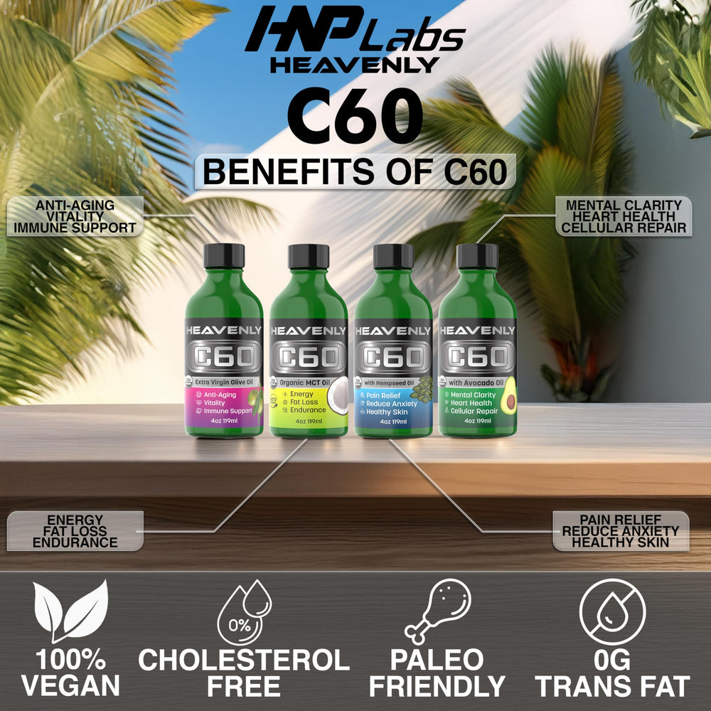 Pouring C60 avocado oil from HNP bottle for skin and hair care