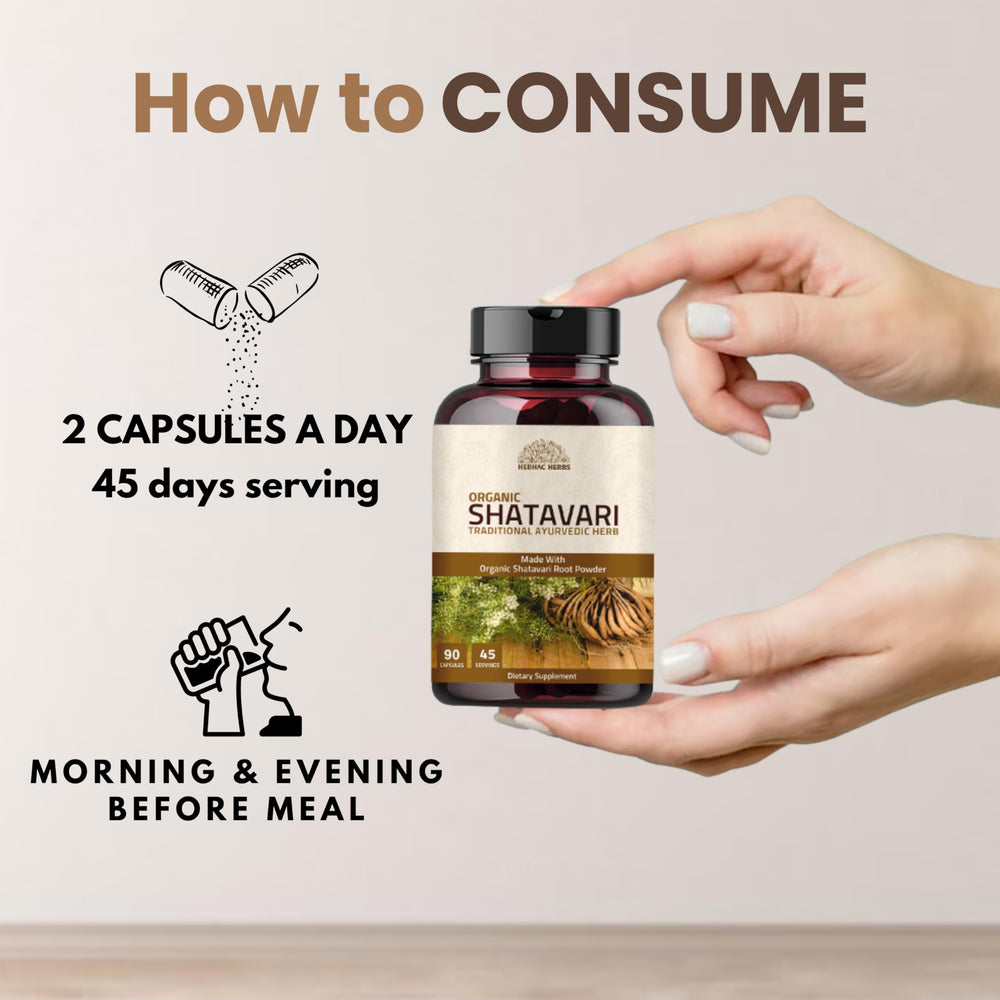 Hebhac Herbs Shatavari organic label emphasizing clean sourcing