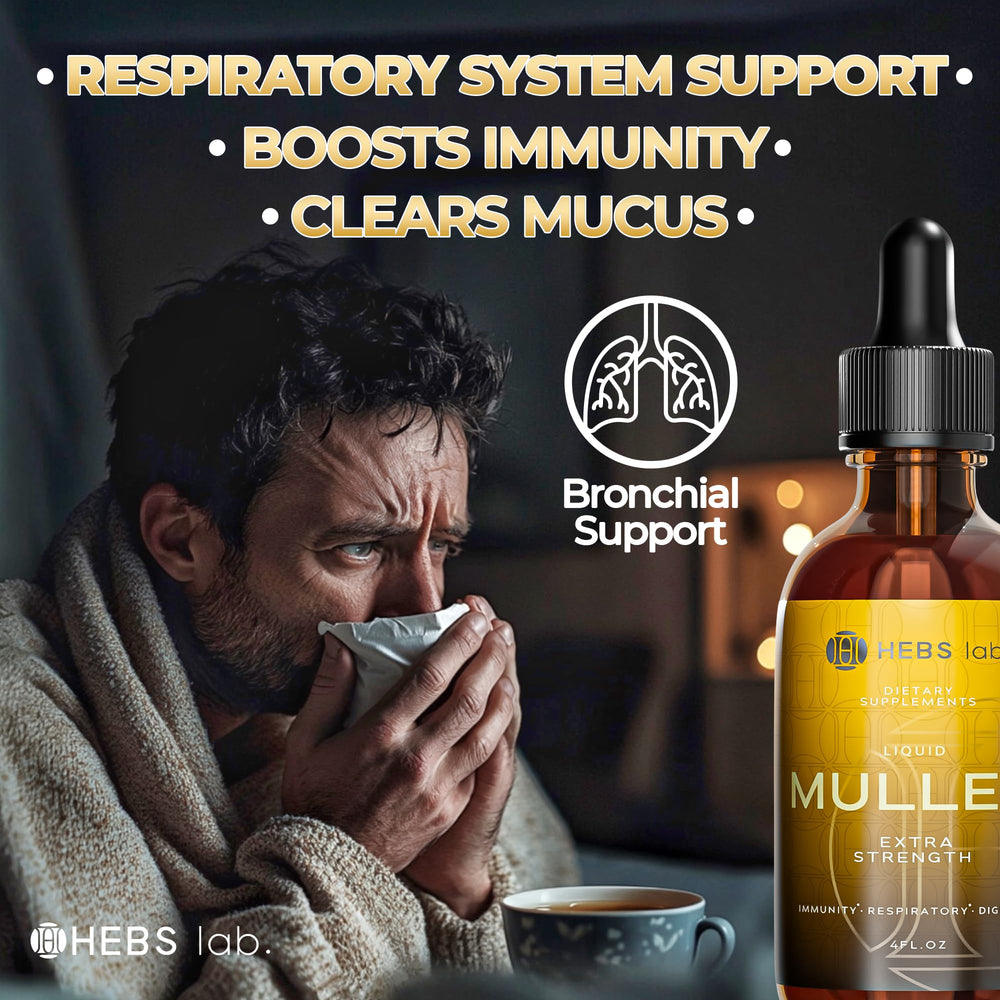 HEBS LAB mullein leaf extract pour over a glass of water.